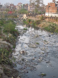 Pollution and trash in the Bagmati River of Kathmandu, Nepal. Photo: Nick and Claudia